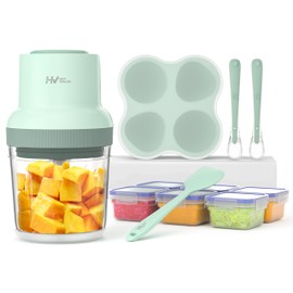 HEYVALUE HEYVALUE Baby Food Maker, 13-in-1 Baby Food Puree Blender for Baby Food, Fruit, Vegatable, Meat, with Food Containers, Baby Food Processor Freezer Tray, Silicone Spoons, Silicone Spatula(Light Green)