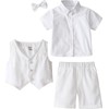 MOMBEBE COSLAND Baptism Outfits for Boys Tuxedo Formal 4PCS Suits