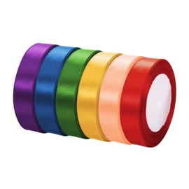 6 Colours Polyester Satin Ribbon, Gift Ribbon Wide, Satin Gift Ribbon, Colourful Satin Ribbon Silk Ribbon, Gift Ribbons Satin for Wedding Decoration, Gift Packaging, Crafts