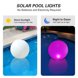 Esuper Floating Pool Lights Solar Powered 1 PCS, 14 Inch Color Changing Led Glow Globe Solar Pool Lights That Float, Inflatable Waterproof Solar Floating Pool Ball Lights for Pool, Party Decorations
