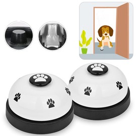 SlowTon Pet Bell, 2 Pack Metal Bell Dog Training with Non Skid Rubber Bottoms Dog Door Bell for Potty Training Clear Ring Pet Tool Communication Device with Paw Size Button on Top for Small Dogs Cats
