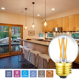 Leools Dimmable g16.5 led Bulb 40W g16 1/2 led Edison Bulb 2700K 4W e26 led Globe Bulb for Ceiling Fan,Chandelier,Vanity Light Bulb AC120V G50 400lm 6Pack