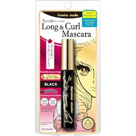 KISSME HEROINE MAKE - Máscara larga súper impermeable WP 01 negra, con fibra súper alargadora para pestañas largas y rizadas para mujer
