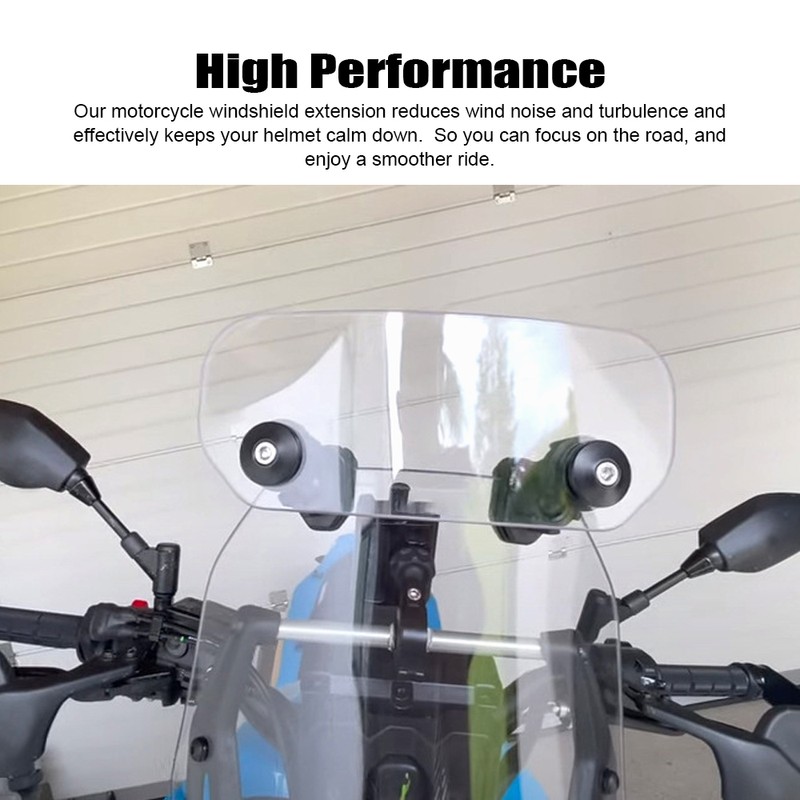 Motorcycle Windshield Extension Universal Adjustable Airflow Windscreen Extender Fits All