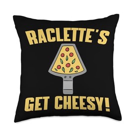 Swiss Raclette Lover Designs Raclette Cheese Raclette's Getting Cheesy New Year's Eve Dinner Grill Cheese Throw Pillow, 18x18, Multicolor