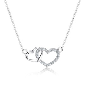 Toptrend Sister Gifts, 925 Sterling Silver Interlocking 2 Love Heart Necklace Gifts for Sisters, Big Sister Little Sister Gift, Sister Birthday Gifts from Sister