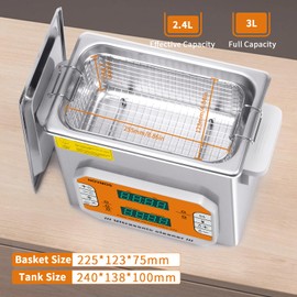 NOVMOS Ultrasonic Cleaner,3L 120W Touch Screen Control Ultrasonic Cleaning Machine with Timer&Heater,Sonic Cleaner for Jewelry,Eyeglasses,Coins,Chains Cleaning (Including Baskets)