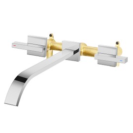 AUU Bathroom Wall Mount Bath Tub Faucet, Wall Mounted 3 Holes Bath Tub Filler Extra Long Spout with High Flow, Chrome Finish