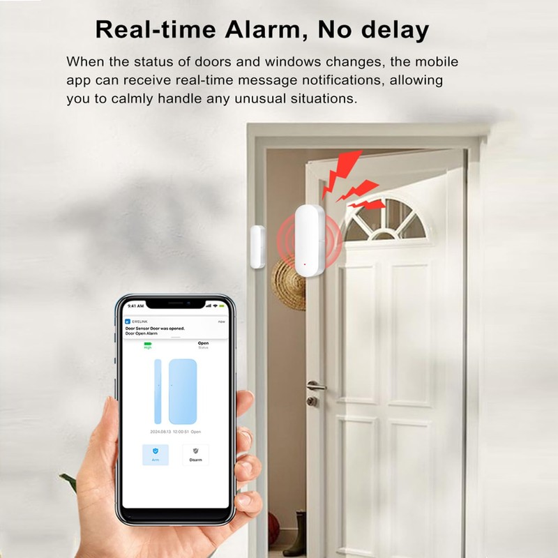 WiFi Smart Door Sensor: Door Open Contact Sensor for Home