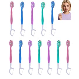 BCHKO Spazzolini Monouso con Dentifricio 12 Pezzi, 3 in 1 (Spazzolino, Filo Interdentale, Stuzzicadenti) con Perla di Freschezza, Ideali per Viaggio, Igiene Orale Completa e Istantanea