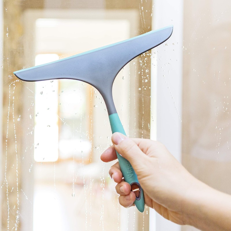 Vigar Hergo Squeegee Shower Shelf for Hanging, Grey and Turquoise,