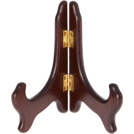 Bard's Hinged Dark Wood Plate Stand, 5" H x 5.75" W x 3.75" D (For 5" - 7.5" Plates), Pack of 6
