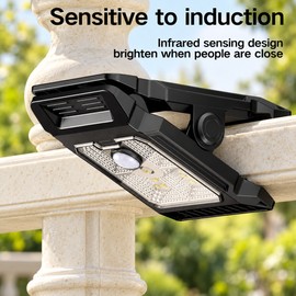 Solar Clip-On Motion Sensor Light for Outdoor Gardens – Automatic LED Illumination for Railings, Yards and Pathways