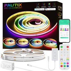 PAUTIX RGB Smart IC COB LED Strip Lights,6.56ft/2m Addressable UL-Listed 24V Chasing Color Flexible Tape Light Multicolor,Work with Alexa/Google Assistant,for Cabinet,TV,Bedroom,Party DIY Decoration