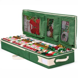 Little ELF Premium Wrapping Paper Storage Organizer, Easy to Carry, Fits 24 Rolls of Wrapping Paper, 6 Individual Pockets for Gift Wrap Supplies, Lightweight and Sturdy