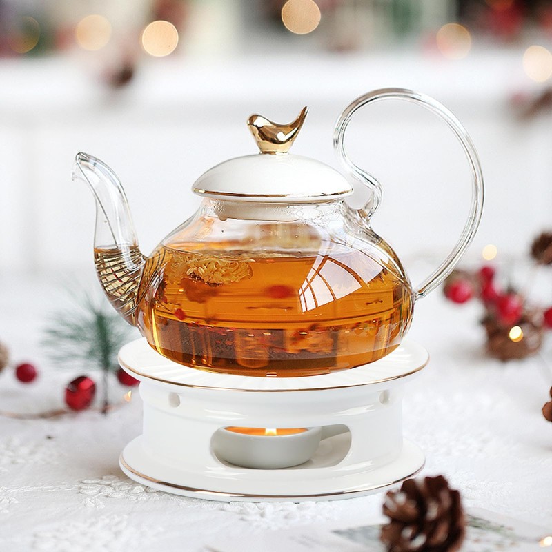 KAYCROWN Teapot Warmer, Ceramic Tea Warmer with Tealight Holder, Teapot