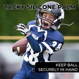 KONGOUARD Youth Flag Football Gloves, Football Receiver Gloves Boys Girls, Sticky Grip Kids Football Gloves(Youth XS)