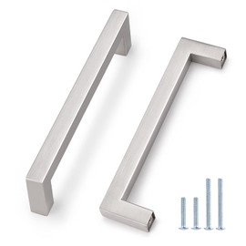 Probrico Stainless Steel Modern Kitchen Cupboard Handles 5 Inch Holes Centers Cabinet Drawer Pulls Brushed Nickel 5.5 Inch Total Length 30 Pack