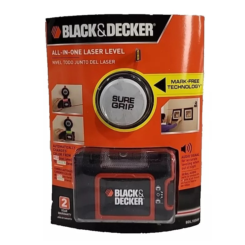 BLACK+DECKER Black Decker Sure Grip Laser Level BDL 100AV ALL-IN-ONE
