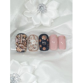 ✨Shalala Pink Gold Handmade Nail Tips✨ - Long Round / ✨샤랄라핑크골드 수제네일팁✨ - 롱라운드