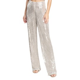 Dress the Population Womens Dina Sequin Classic Pants, Sliver, Medium US