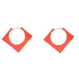 Large Gold Hoop Earrings Acrylic Metal Big Chunky Geometric Colorful Hollow Statement Sheet Drop Dangle Huggie Statement Jewelry Gift for Women - Orange