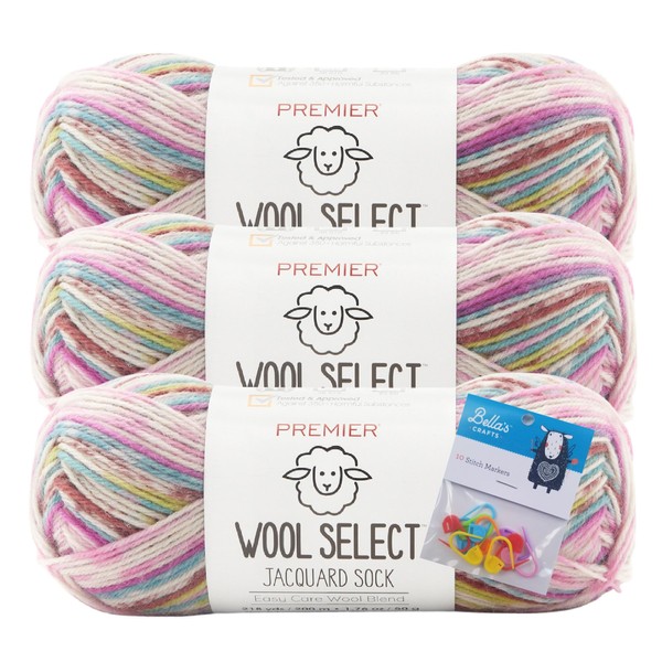 Premier Wool Select Jacquard Sock Yarn - Orchid - 3-Pack