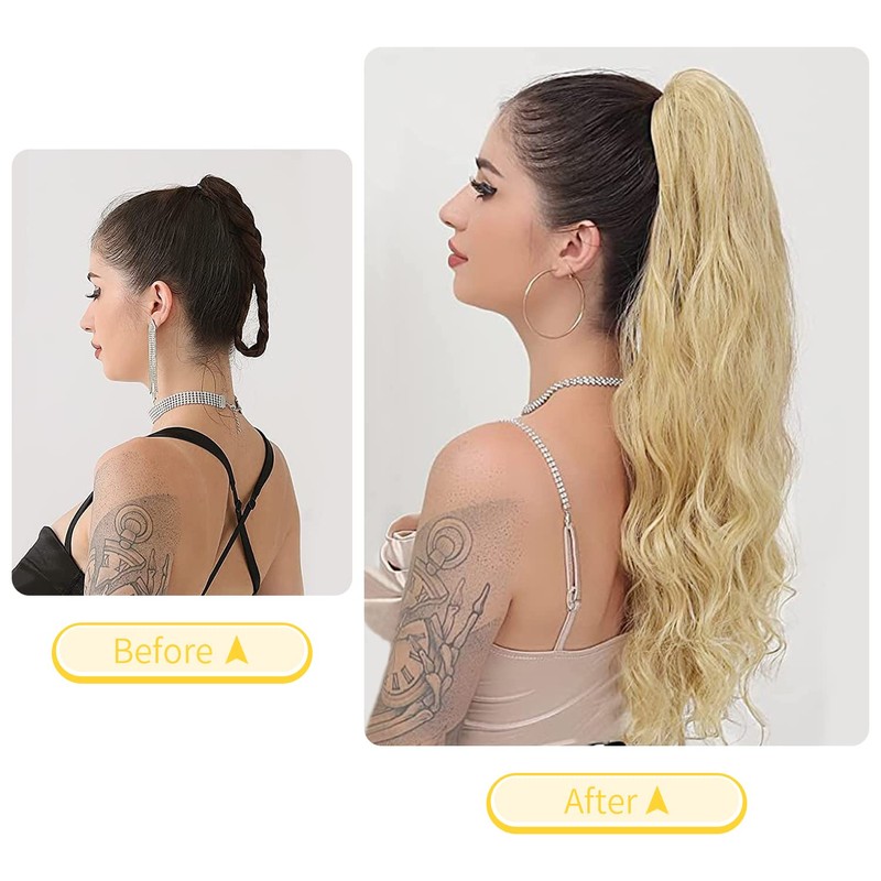 Dsoar Wavy Ponytail Extension 24 Inch Claw Clip in Pony