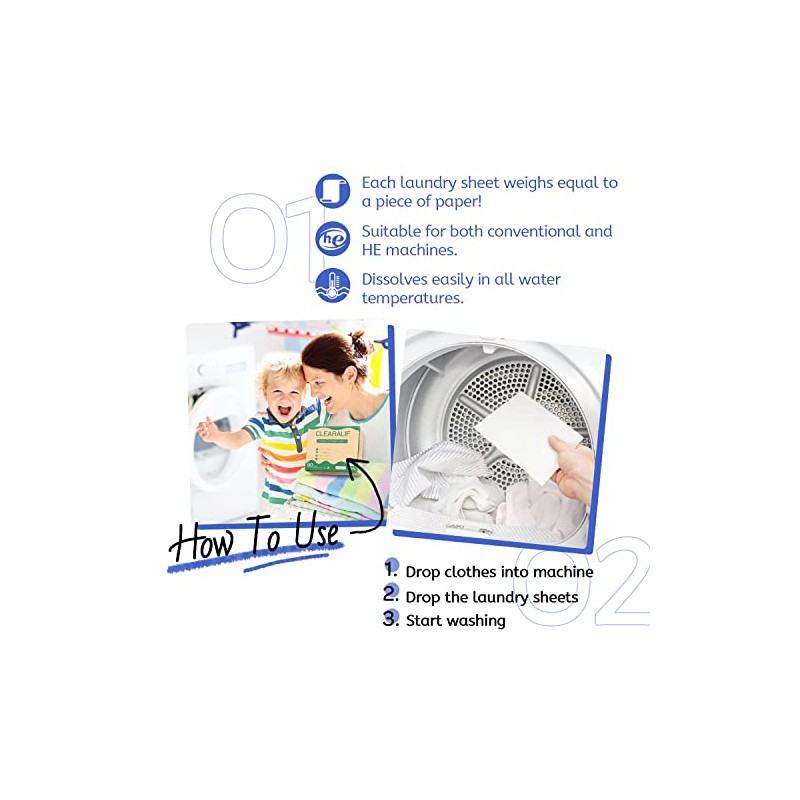 CLEARALIF Laundry Detergent Sheets Up to 160 Loads, Fresh Linen