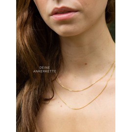 modabilé Curb Chain Women's Necklace Gold-Plated 925 Sterling Silver (35-60 cm, 1.3 mm Wide) Gold Chain without Pendant, Delicate Golden Chain 925 for Women + Case, Gold-Plated Chains, Made in Europe, Gold-Plated Silver, Yellow