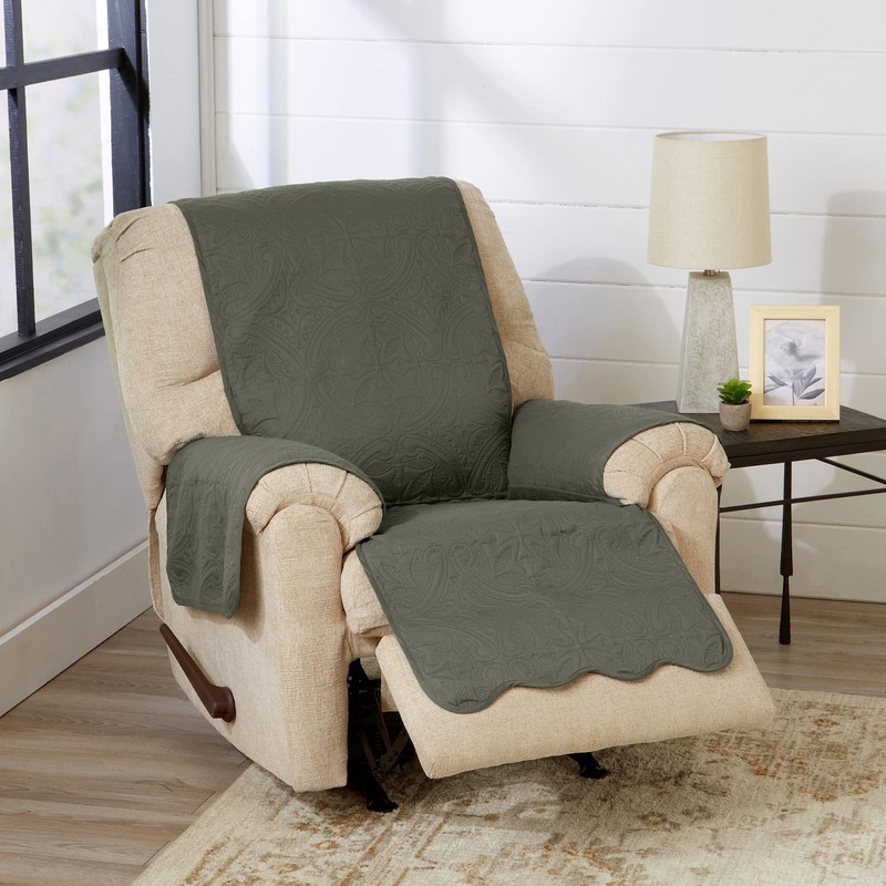 Great Bay Home Medallion Stitched Solid Furniture Protector Stain Resistant
