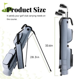 Unihimal Golf Stand Bag for Men & Women, Lightweight Synthetic Leather—Easy to Carry and Durable Pitch n Putt Golf Bag, Par 3 and Executive Courses (Classic Gray)
