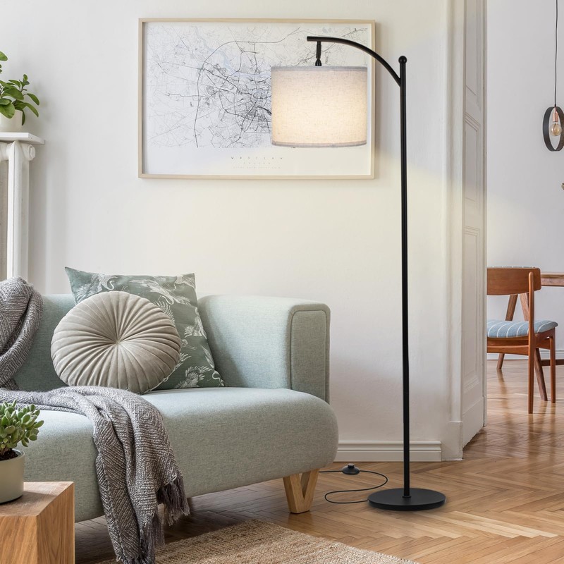 LALISU Modern Floor Lamp, 3-Ways Dimmable Standing Lamp with Linen