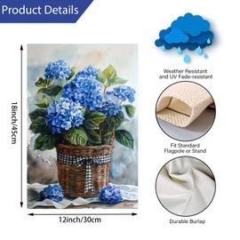 YBTLhome Hydrangeas Garden Flags Spring And Summer Garden Flag 12x18" Seasonal Home Decor, Outdoor Decor, Yard Decor, Garden Decorations, Double Sided Flag, No Flag Pole