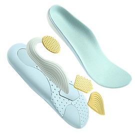 Ghankga Insole, Arch Support, Ergonomic Design, Shock Absorption, Fatigue Free, U-Shaped Heel, For Sports, Standing, Work, Beautiful Posture, Prevents Sliding