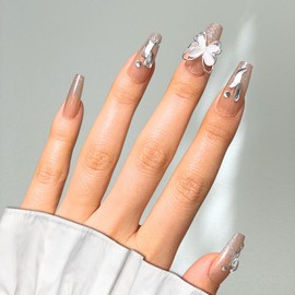 VotreNaeil Perfect Look Press On Nails (Party) - No Glue and Easy to Remove, 3D Glossy Nail Art for Prom and Party, Nail Kit with Adhesive Tabs, Stick On Fake Nails for Women (24 pcs) (P6)