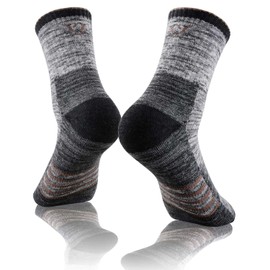 FEIDEER Men's Women's Hiking Walking Socks, Moisture Wicking Cotton Cushion Ankle Quarter Crew Socks with Arch Support, 5 Pairs Dark Gray, Medium