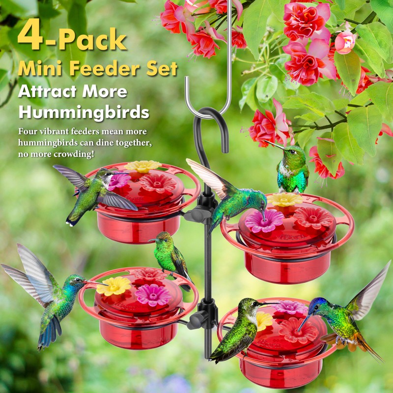 iBorn Small Hummingbird Feeder Hummingbird Feeders for Outdoors Hanging 4PCS