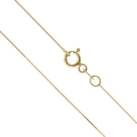Honolulu Jewelry Company 14K Thin Real Solid Yellow Gold 0.5mm Box Chain Necklace Spring-Ring Clasp - 18 Inches