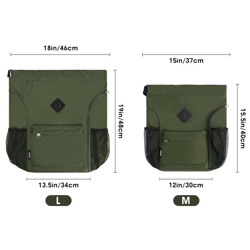 WANDF Drawstring Backpack Sports Gym Bag with Shoes Compartment, Water-Resistant