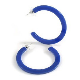 Blue Glossy Acrylic Hoop Earrings/45mm Diameter/Latest Hoop Earring Trends