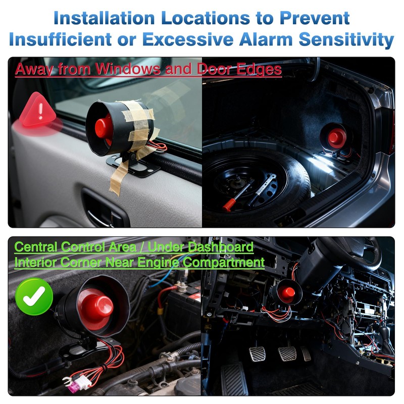 YOMTOVM 12V Car Alarm System, Anti-Theft Horn Siren with 7-Levels