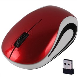KeauFair Mini Wireless Mouse Portable Optical Mouse Silent 2.4G Ergonomic Design Wireless Mouse for Kids and Small Hands Suitable for PC (Red)