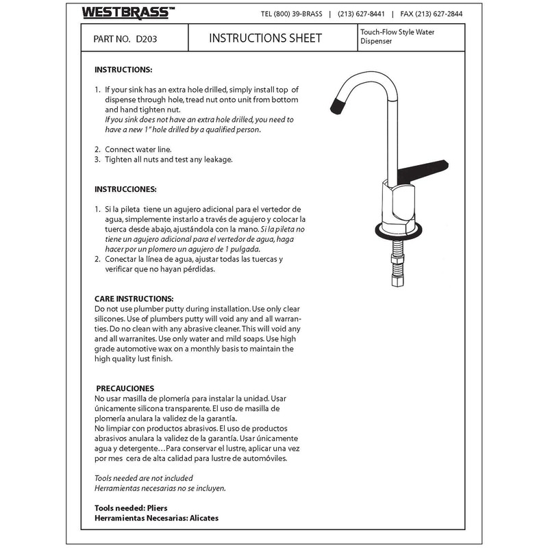 Westbrass R203-NL-12 Touch-Flo Dispenser Faucet, Oil Rubbed Bronze