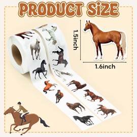 Horse Realistic Sticker Roll - 1000PCS Horse Aesthetic Stickers for Water Bottle Horse Realistic Decals for Laptop Horse Realistic Stickers for Skateboard Self-Adhesive Animal Stickers for Kids