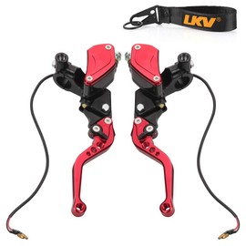 LKV Motorcycle Brake Clutch Pump Lever with Dual Hydraulic Master Cylinder Reservoir Set 7/8" 22mm piston Universal CNC Compatible with Honda Yamaha Kawasaki Suzuki from 50CC to 300CC
