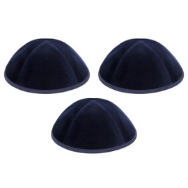 iKIPPAH - Yarmulke de terciopelo de 4 partes con borde (tallas 1-9), Navy 3-pack, 4