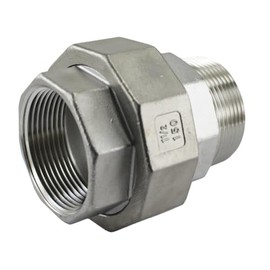 Duda Energy Union 1-1/2" Male x Female NPT Ports Stainless Steel Pipe Fitting, 2 Pack