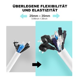 AGPTEK Cable Sleeve Cover, 6.6ft - 1 inch Dog Cat Cord Protector Management, Protect Cables from Pets Chewing, for Home Desk Automotive Wire Loom Tubing Cord Protection Self-Wrapping, White