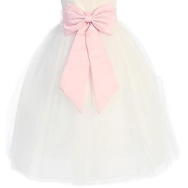 Sweet Kids Satin Preformed Bow Adjustable Sash Belt BabyPink L/Girls 7-12